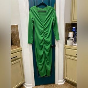 Green Rouched Maxi Dress